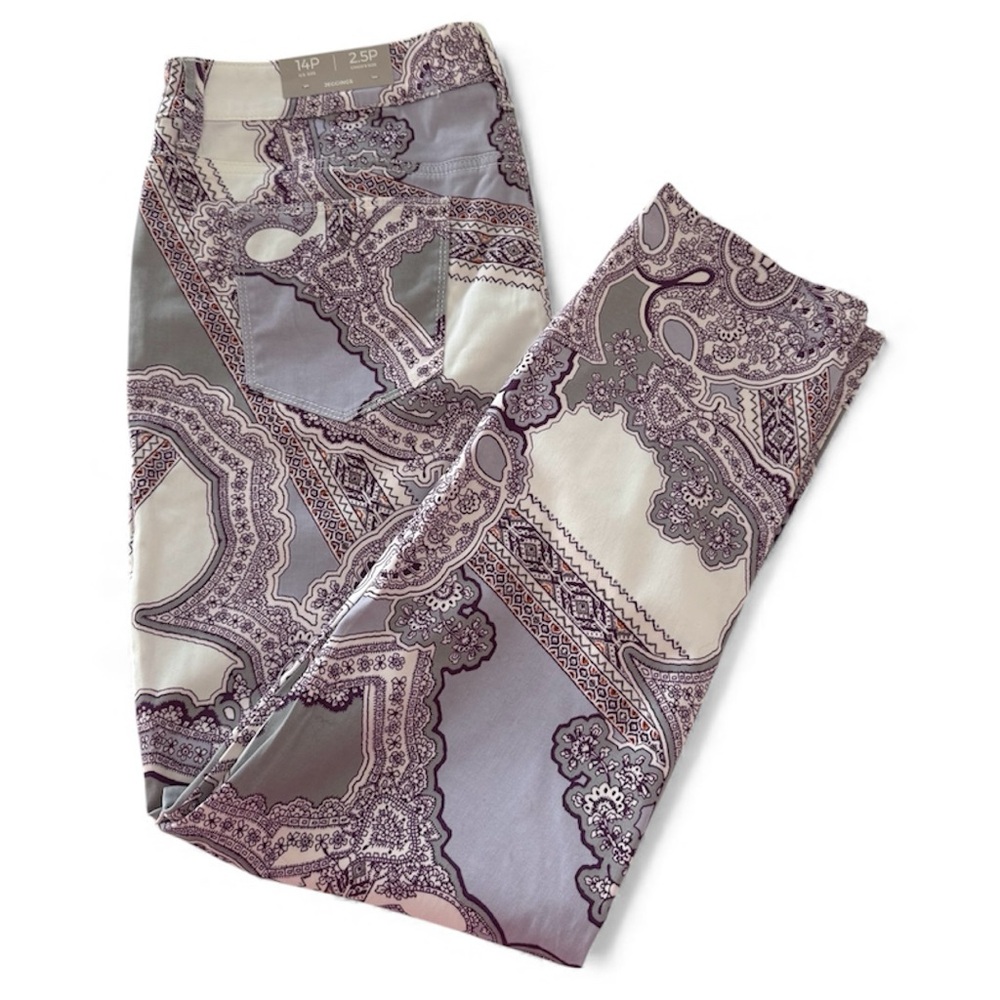 🆕 Chico’s tapestry-mix denim leggings pants *NWT* $99 size: 14P